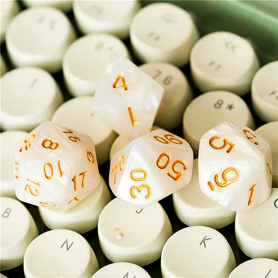 Celestial - Dice Set - White Gold