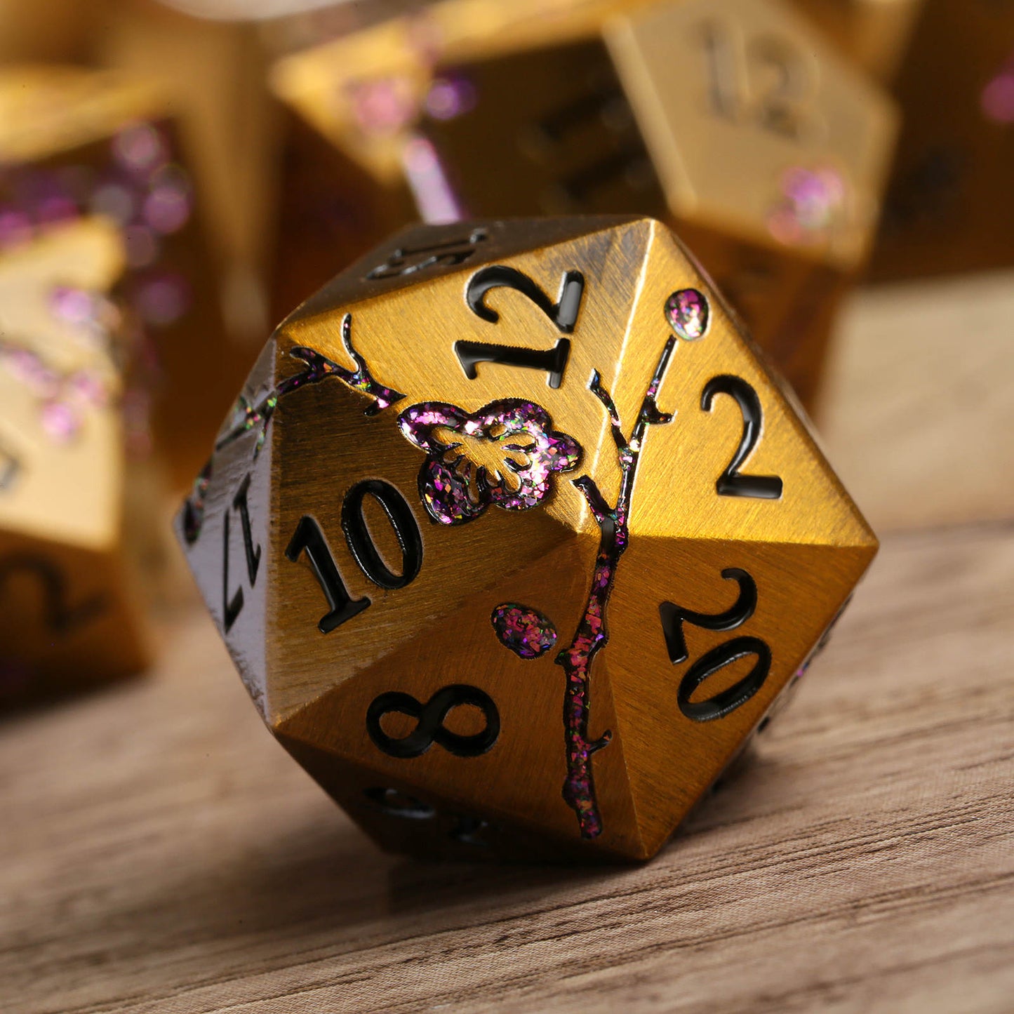 Guardian of Faith - Metal Dice Set - Gold Purple