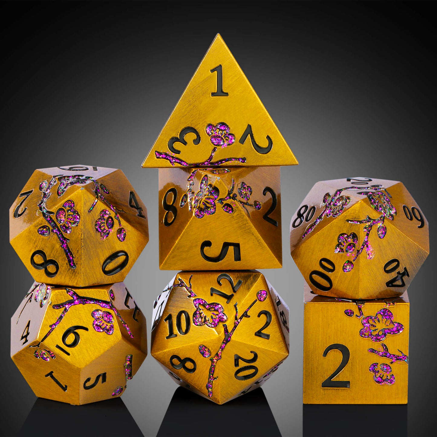 Guardian of Faith - Metal Dice Set - Gold Purple