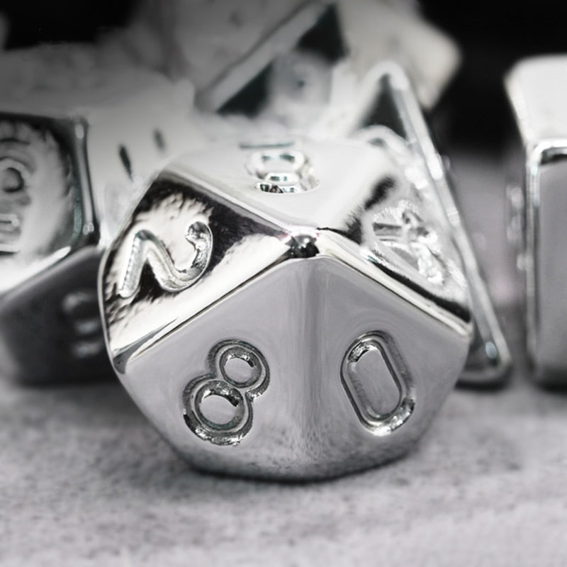 SILVER ARMOR - Resin Dice Set - Silver Finish