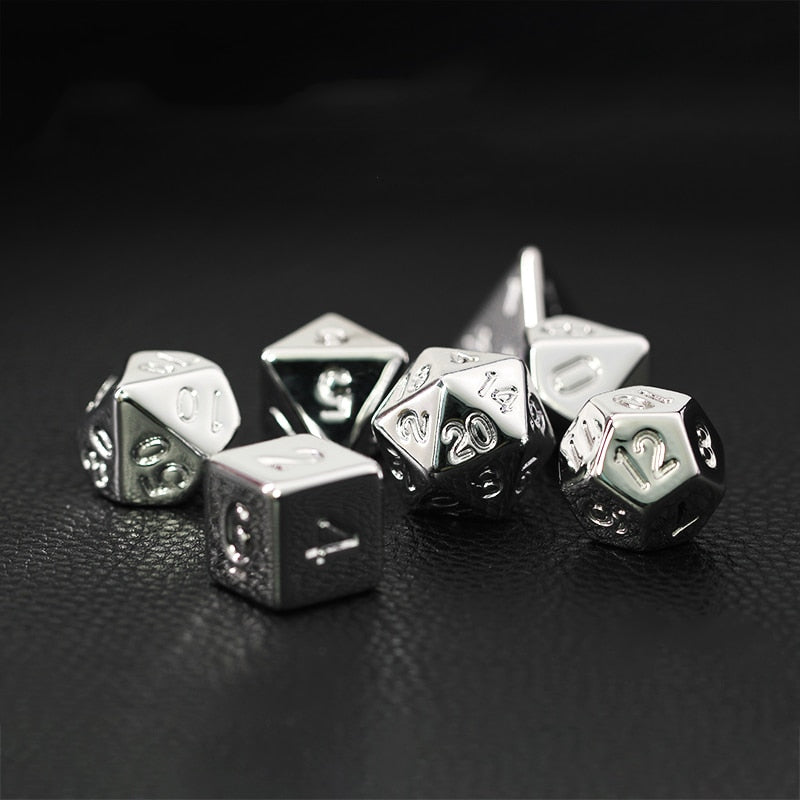 SILVER ARMOR - Resin Dice Set - Silver Finish