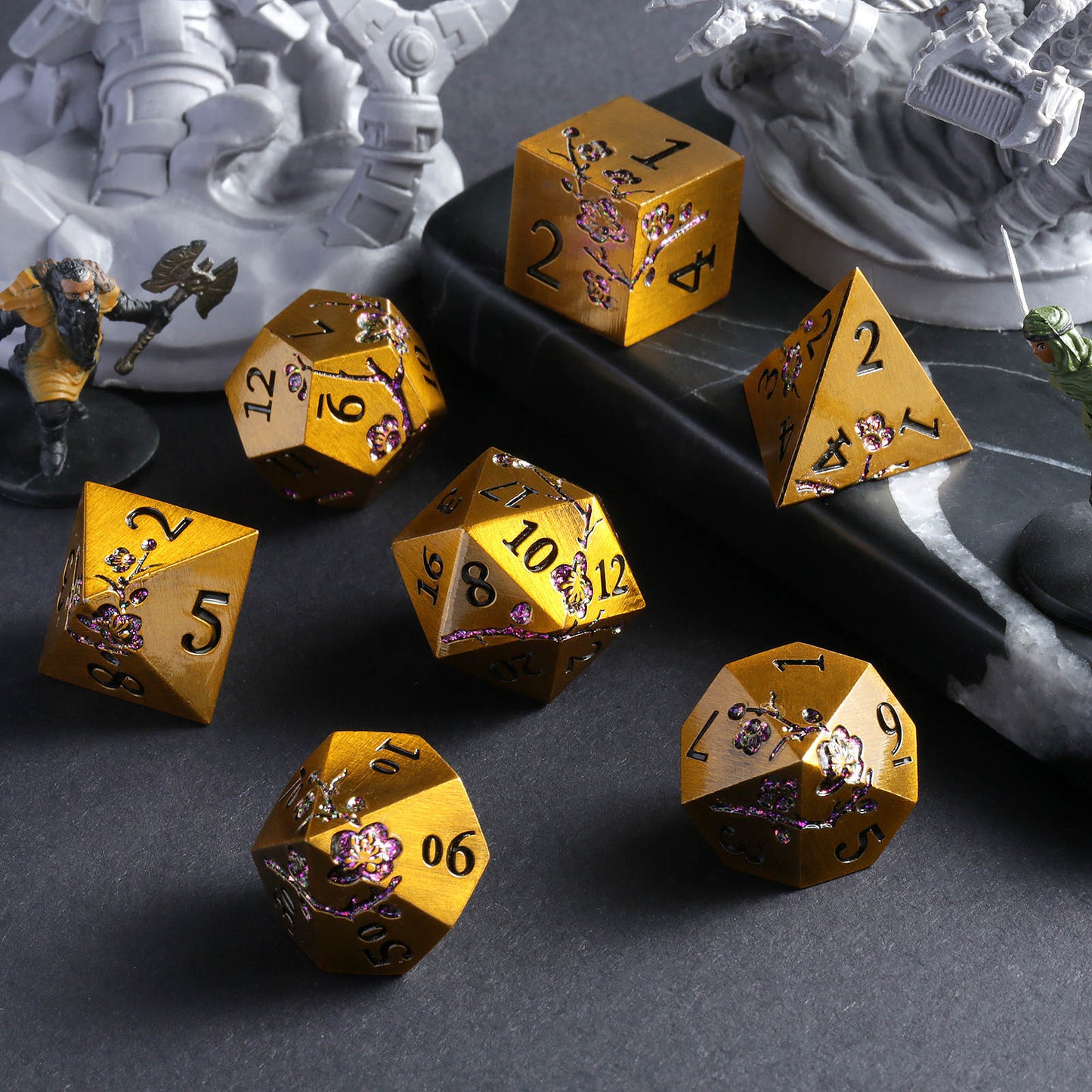 Guardian of Faith - Metal Dice Set - Gold Purple