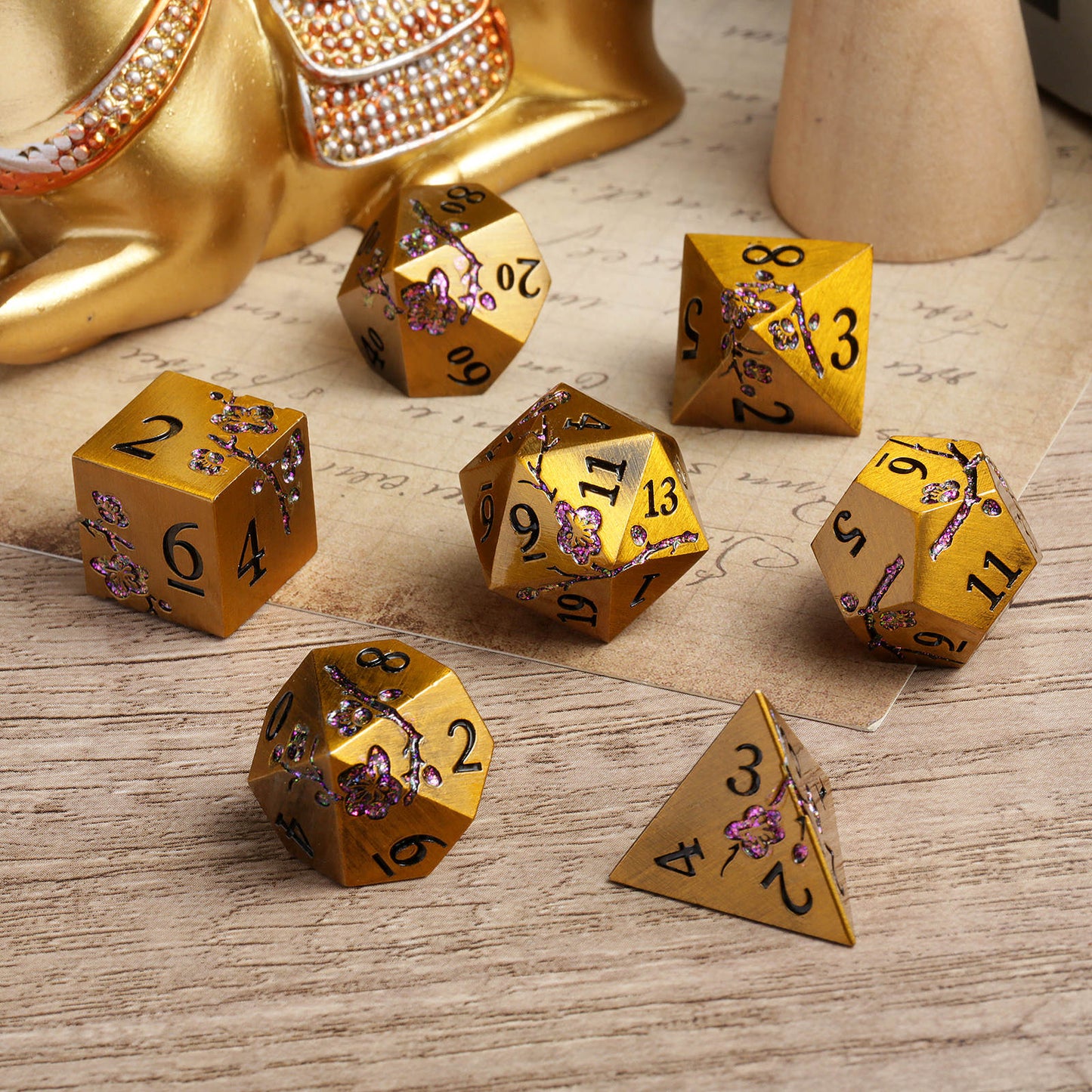 Guardian of Faith - Metal Dice Set - Gold Purple