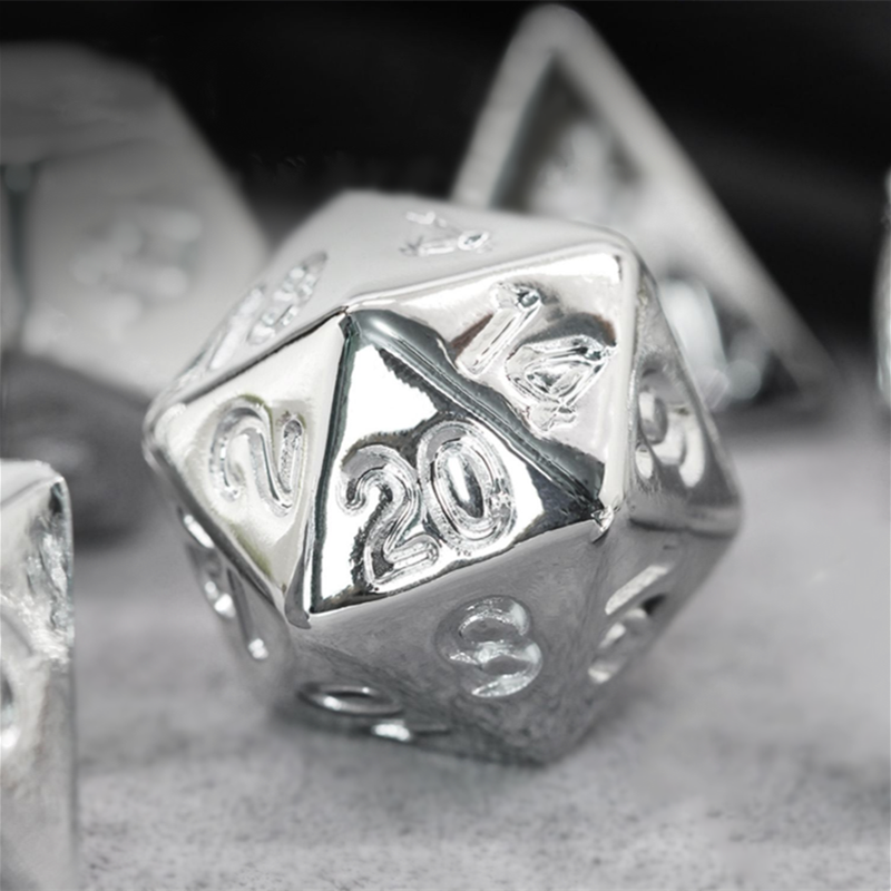 SILVER ARMOR - Resin Dice Set - Silver Finish