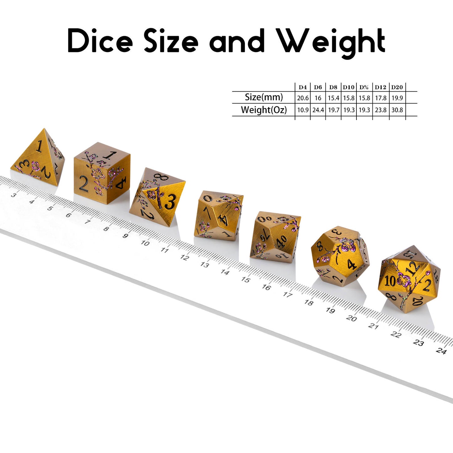 Guardian of Faith - Metal Dice Set - Gold Purple
