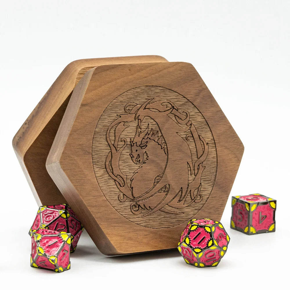 Wooden Dice Case - Fit for 16mm Dice Sets - Wood Storage Box