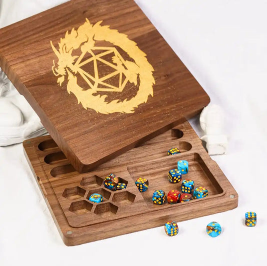 Dice Storage Tray - 2-in-1 Wood Dice Case and Dice Tray